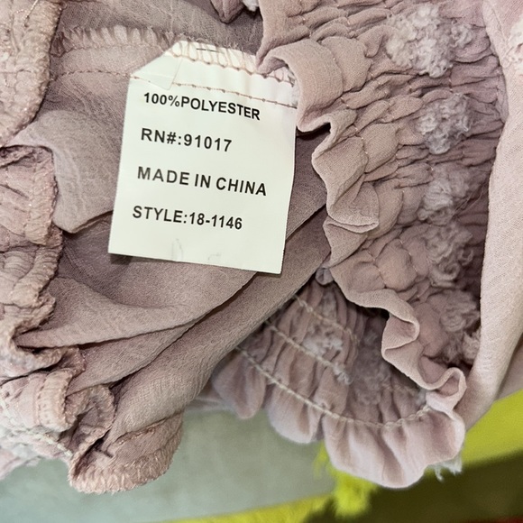 Solitaire Blush Pink Chenille Dot Faux Wrap Crop Blouson Top - L - Picture 10 of 12